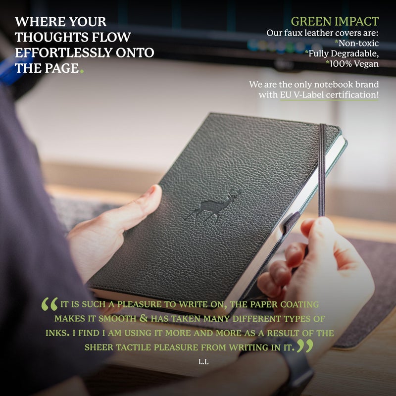 Dingbats* Notebooks Dingbats* Wildlife Dotted Journal Notebook A5 - Vegan Leather Hard Cover, Ideal for Work, Travel - Pocket, Elastic Closure, Bookmark - Image 4